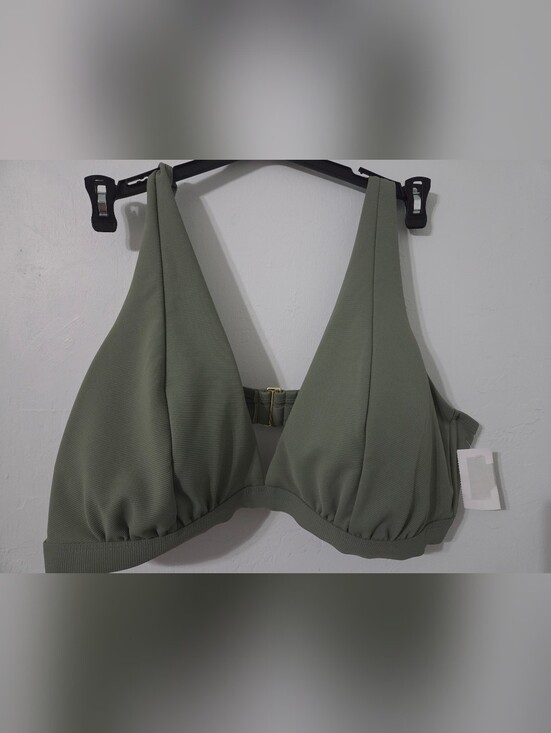 Time and Tru | Swim | Time And Tru Ribbed Plunge Neck Triangle Swim Top ...